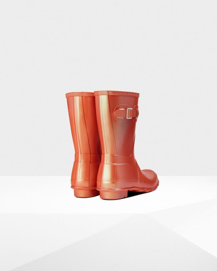 Orange Women's Hunter Nebula Short Rain Boots | pL96oojl