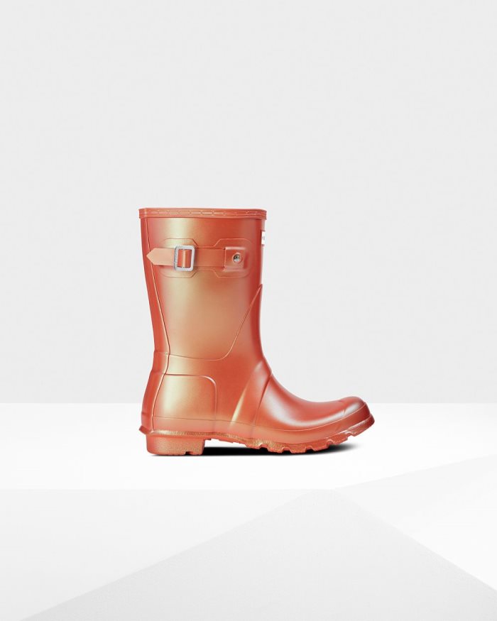 Orange Women's Hunter Nebula Short Rain Boots | pL96oojl