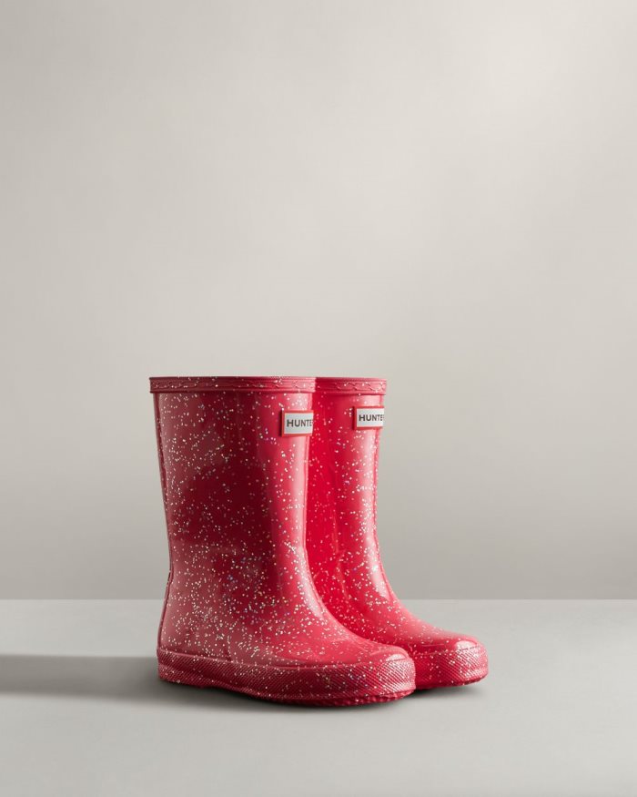 Pink Kids' Hunter First Classic Giant Glitter Rain Boots | yktnThlD