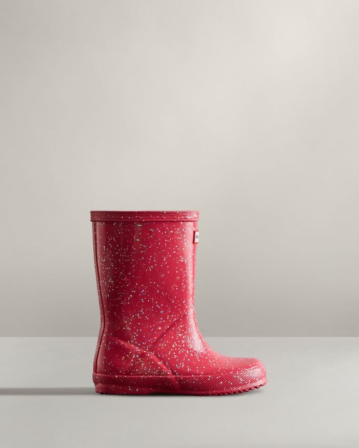 Pink Kids' Hunter First Classic Giant Glitter Rain Boots | yktnThlD