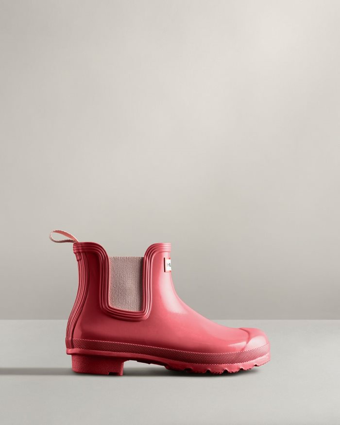 Pink / Pink Women's Hunter Original Gloss Rain Boots | LOXQLBY3