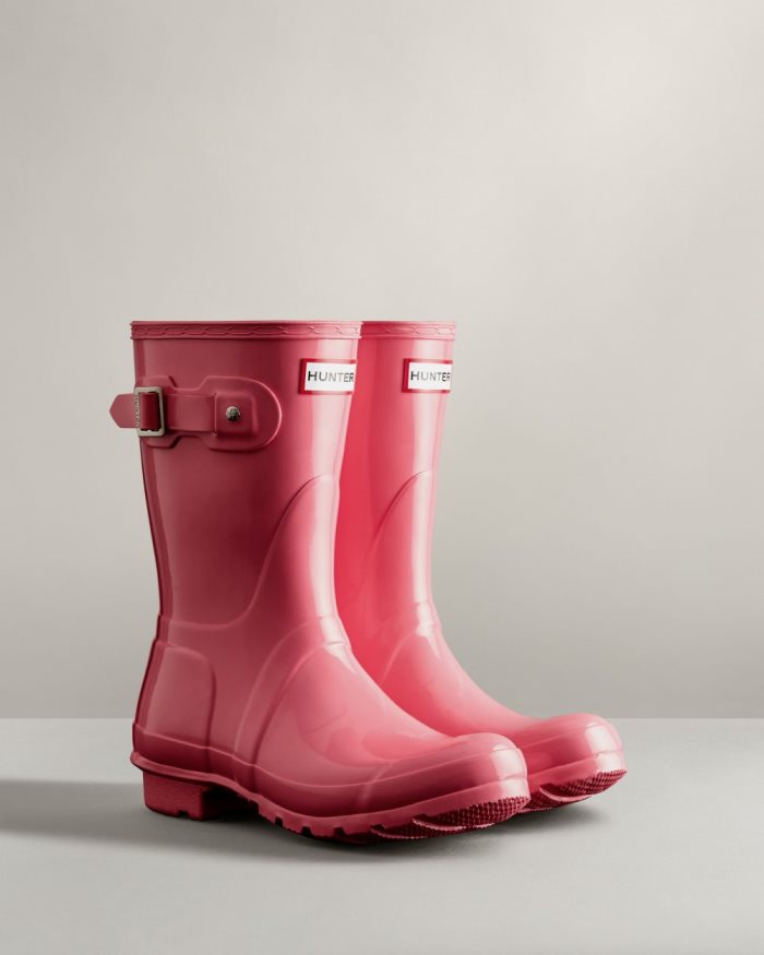 Pink Women's Hunter Original Short Gloss Rain Boots | E34LIKSD