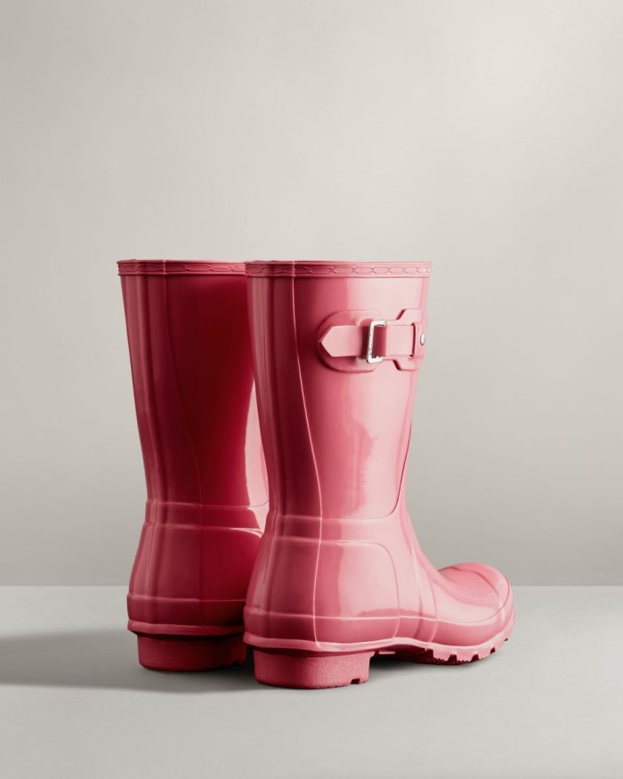 Pink Women's Hunter Original Short Gloss Rain Boots | E34LIKSD