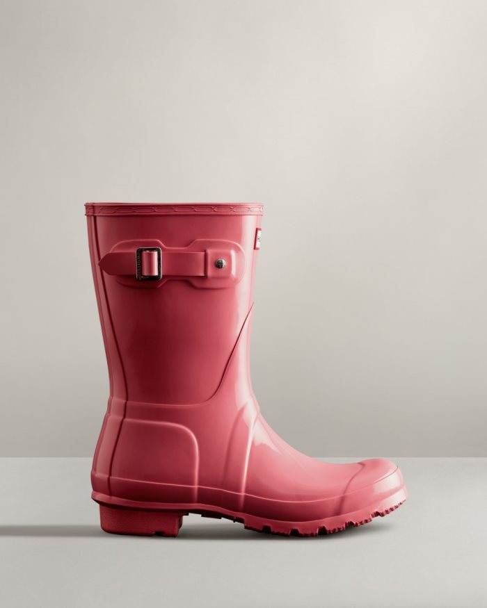 Pink Women's Hunter Original Short Gloss Rain Boots | E34LIKSD