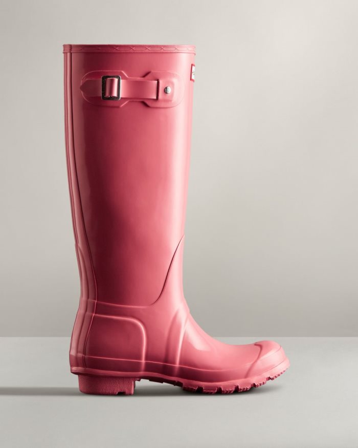 Pink Women's Hunter Original Tall Gloss Rain Boots | On0CfN40