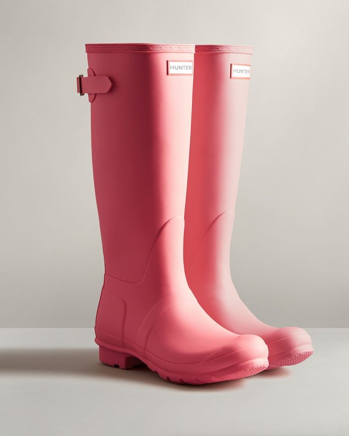 Pink Women's Hunter Tall Back Adjustable Rain Boots | pdLHRoaB