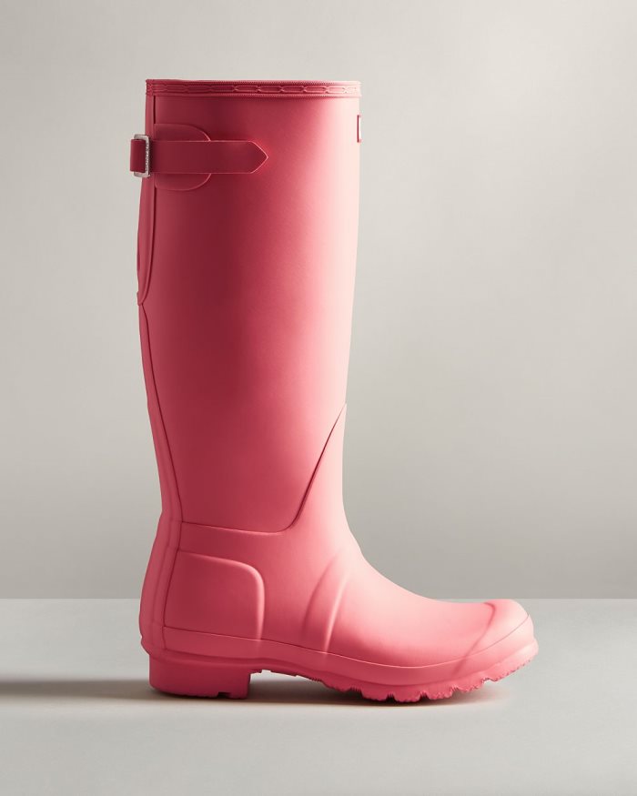 Pink Women's Hunter Tall Back Adjustable Rain Boots | pdLHRoaB