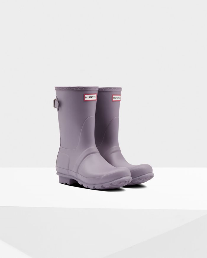 Purple Women's Hunter Short Back Adjustable Rain Boots | 5J6R6u97