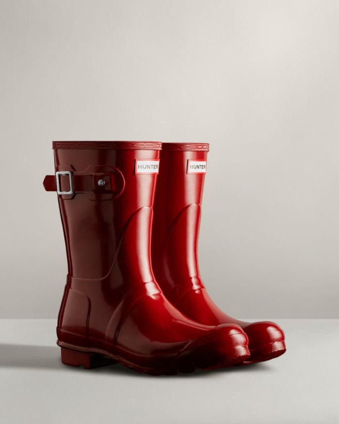 Red Women's Hunter Original Short Gloss Rain Boots | qcwlRPSt