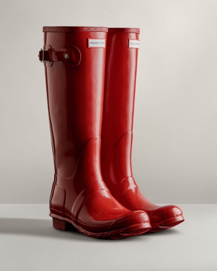 Red Women's Hunter Original Tall Gloss Rain Boots | 5F36wnoC