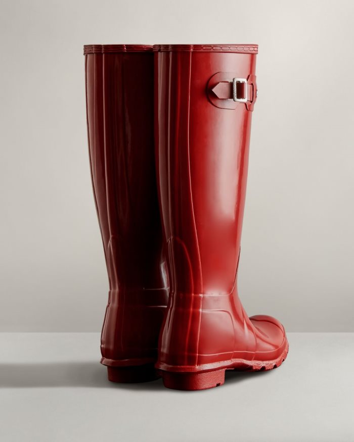 Red Women's Hunter Original Tall Gloss Rain Boots | 5F36wnoC