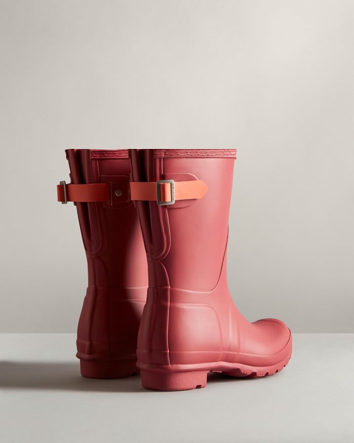 Rose / Orange Women's Hunter Short Back Adjustable Rain Boots | ZFwz3xjT