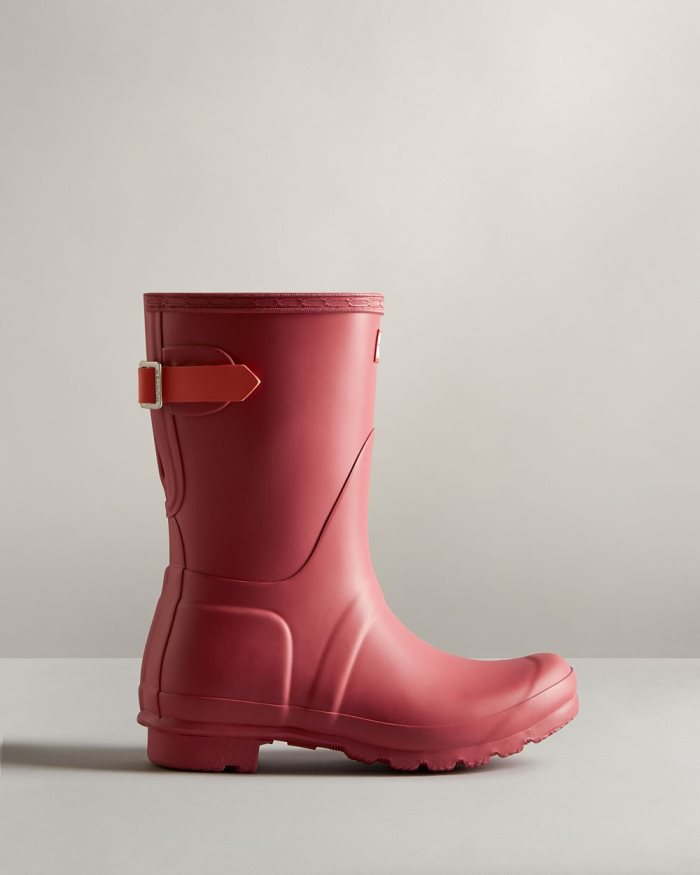 Rose / Orange Women's Hunter Short Back Adjustable Rain Boots | ZFwz3xjT