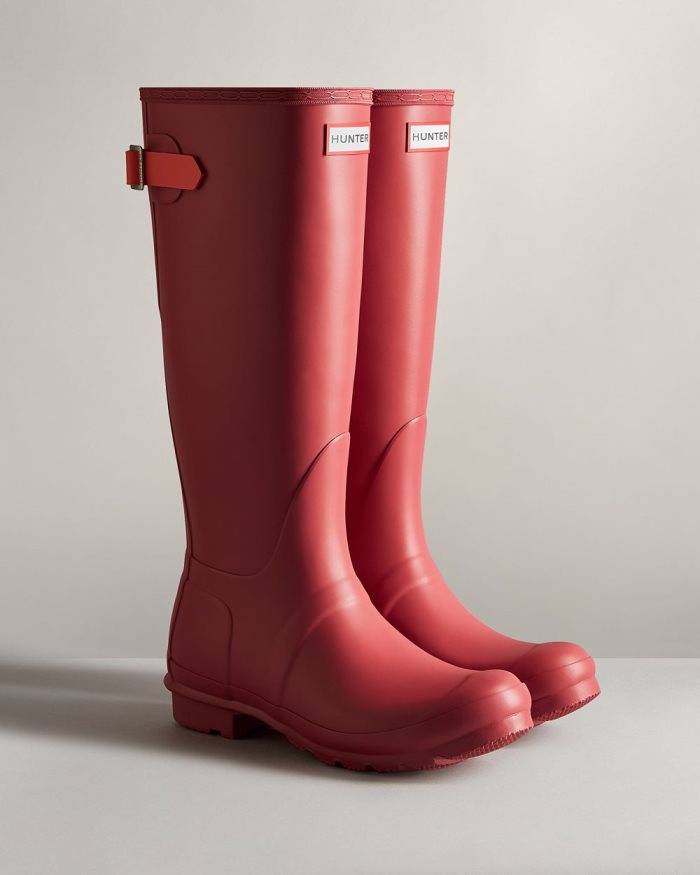 Rose / Orange Women's Hunter Tall Back Adjustable Rain Boots | vpN1cFMo