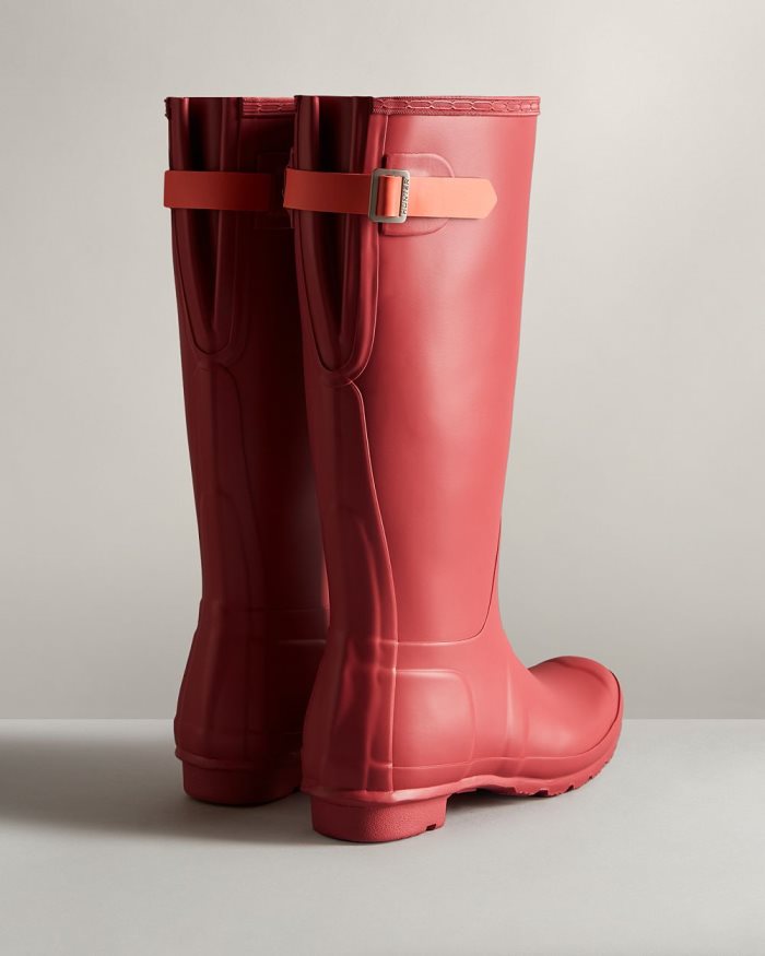 Rose / Orange Women's Hunter Tall Back Adjustable Rain Boots | vpN1cFMo