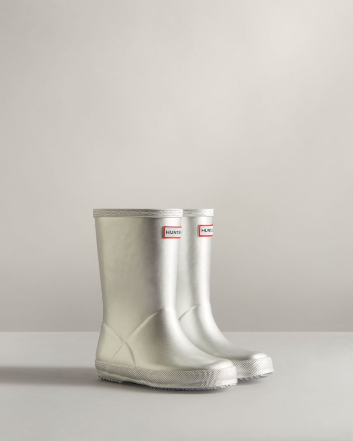 Silver Kids' Hunter First Classic Metallic Rain Boots | IYAZ90Iz