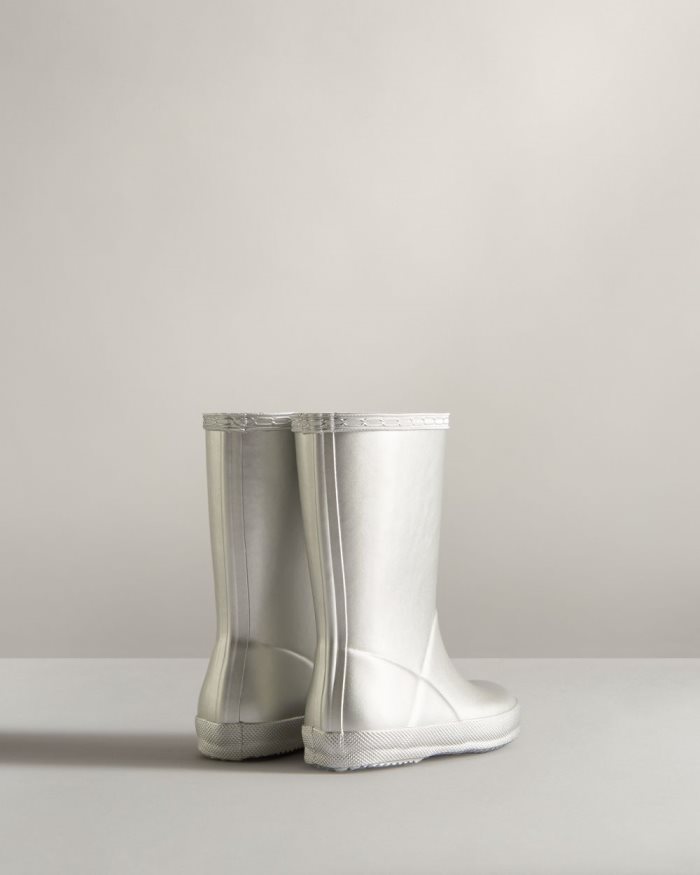 Silver Kids' Hunter First Classic Metallic Rain Boots | IYAZ90Iz