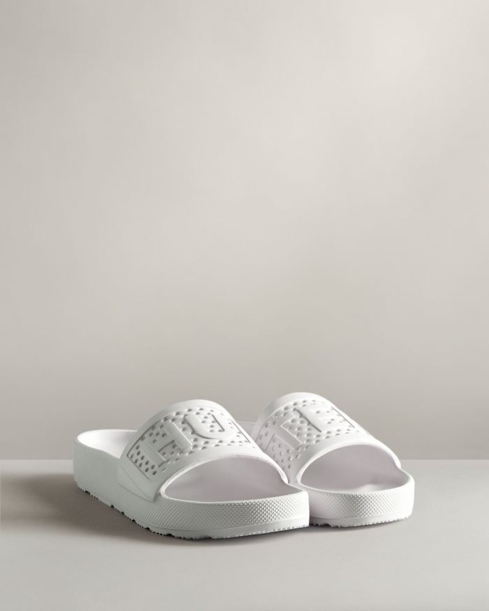 White Women's Hunter Lightweight Moulded Slides | ctjuQNCO