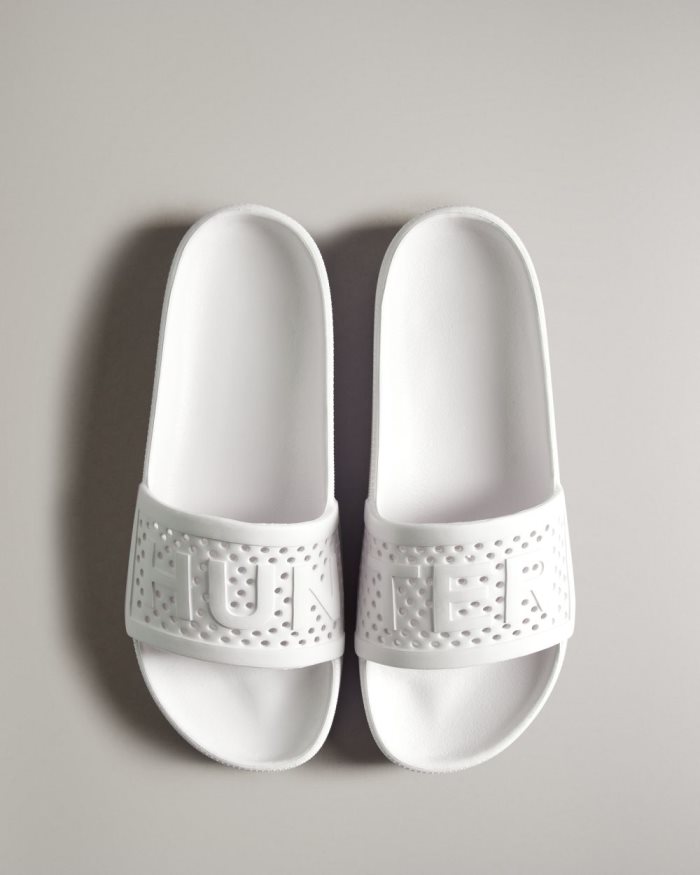 White Women\'s Hunter Lightweight Moulded Slides | ctjuQNCO