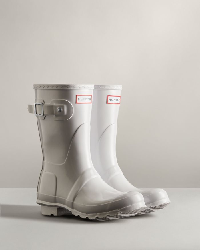 White Women's Hunter Original Short Gloss Rain Boots | Aq2Mu5k8