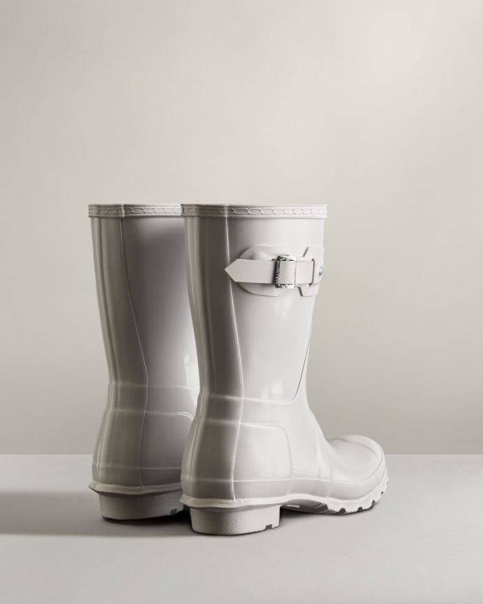 White Women's Hunter Original Short Gloss Rain Boots | Aq2Mu5k8