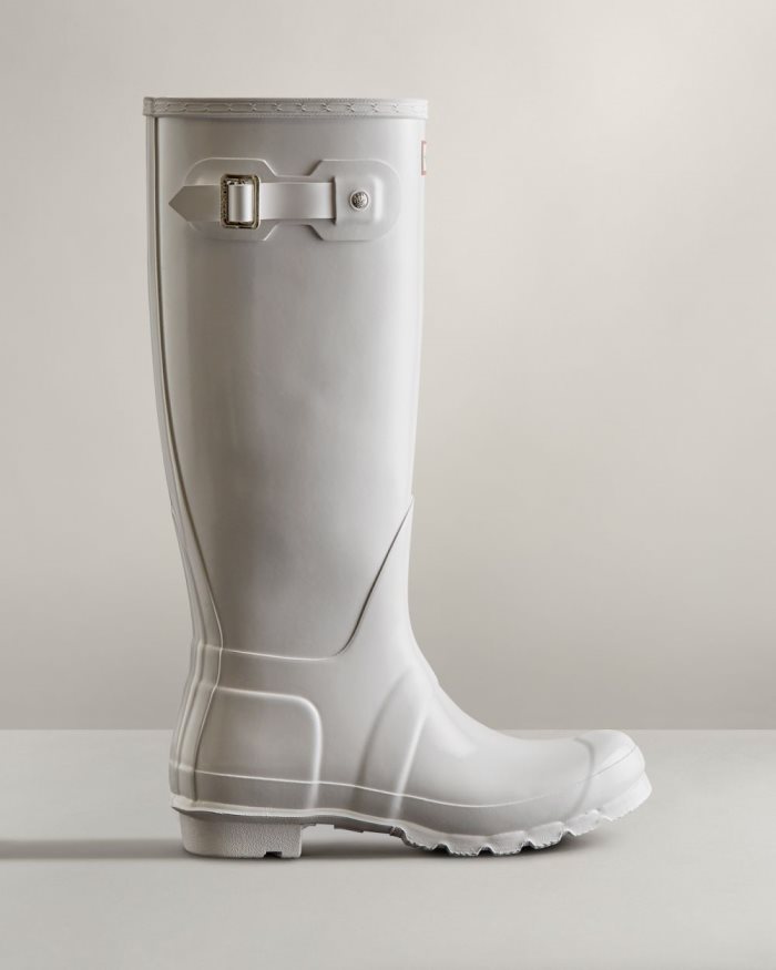 White Women\'s Hunter Original Tall Gloss Rain Boots | tUzhoieN