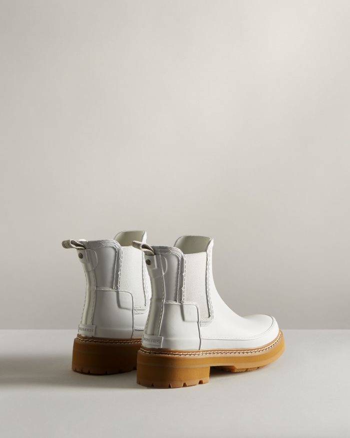 White Women's Hunter Refined Stitch Detail Chelsea Boots | 60HSUznK