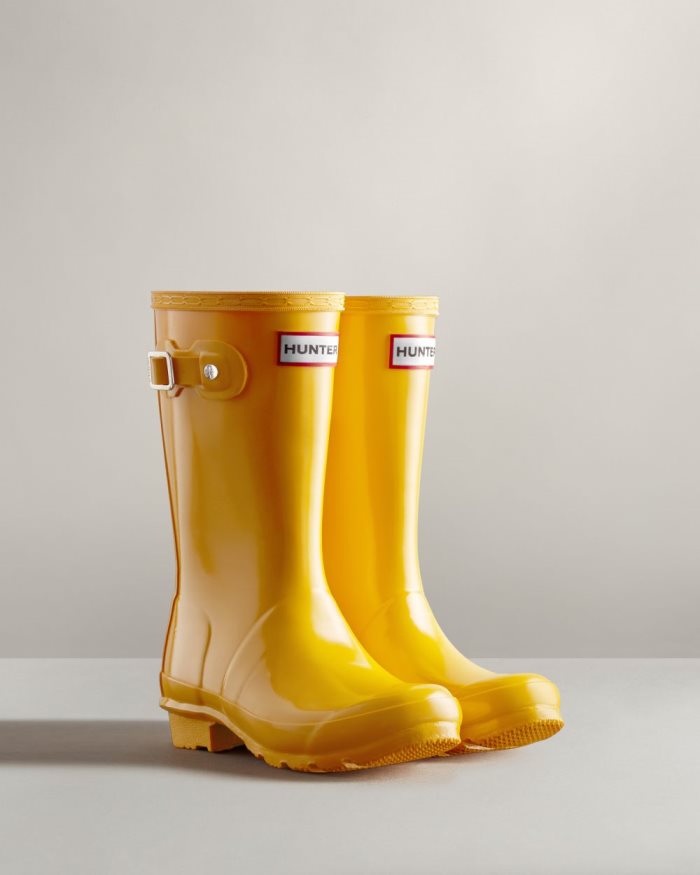 Yellow Kids' Hunter Original Gloss Rain Boots | kbVrgoR1