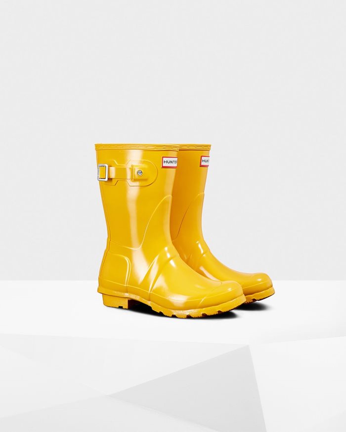 Yellow Women's Hunter Original Short Gloss Rain Boots | 6inytQ1T