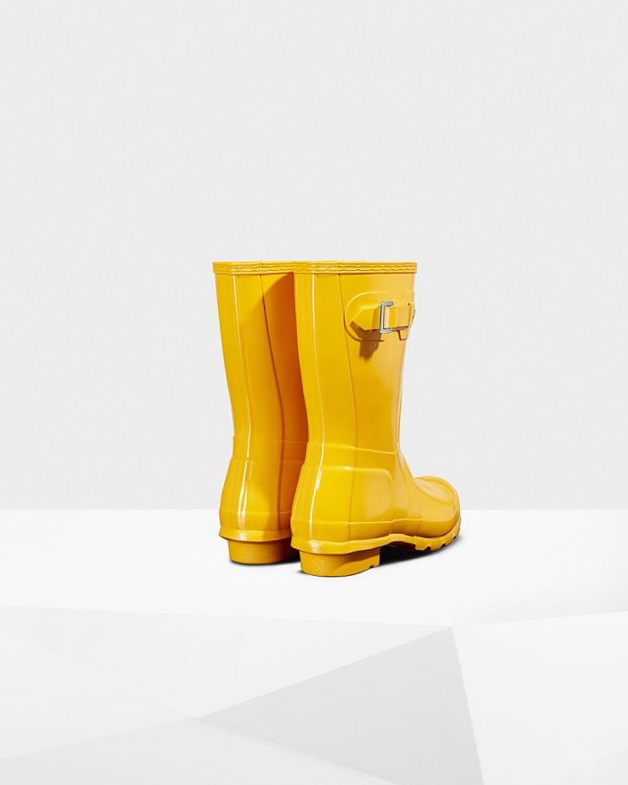 Yellow Women's Hunter Original Short Gloss Rain Boots | 6inytQ1T